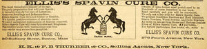 1883 Ad Ellis's Spavin Cure Lame Horse Equine Farming - ORIGINAL GROC1
