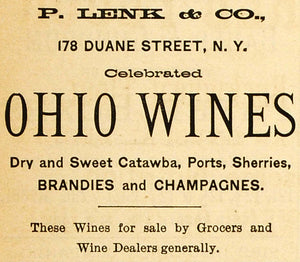 1883 Ad Ohio Wine Catawba Port Sherry Champagne Alcohol - ORIGINAL GROC1