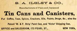 1883 Ad Ilsley Tin Can Canister Coffee Tea Spice Paint - ORIGINAL GROC1