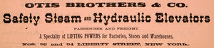 1883 Ad Otis Brothers Safety Steam Elevators Factory - ORIGINAL GROC1