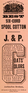 1883 Ad Spoon Cotton J. & P. Coat Auchincloss Brothers - ORIGINAL GROC1