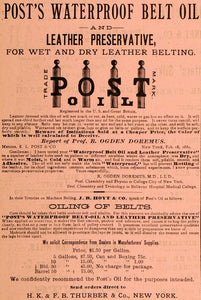 1883 Ad Post's Belt Thurber Hoyt Leather Ogden Doremus - ORIGINAL GROC1