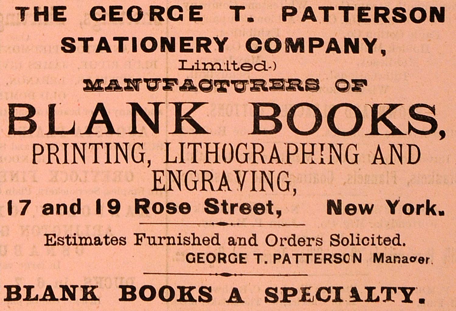 1883 Ad George Patterson Stationery Books Printing - ORIGINAL ADVERTISING GROC1