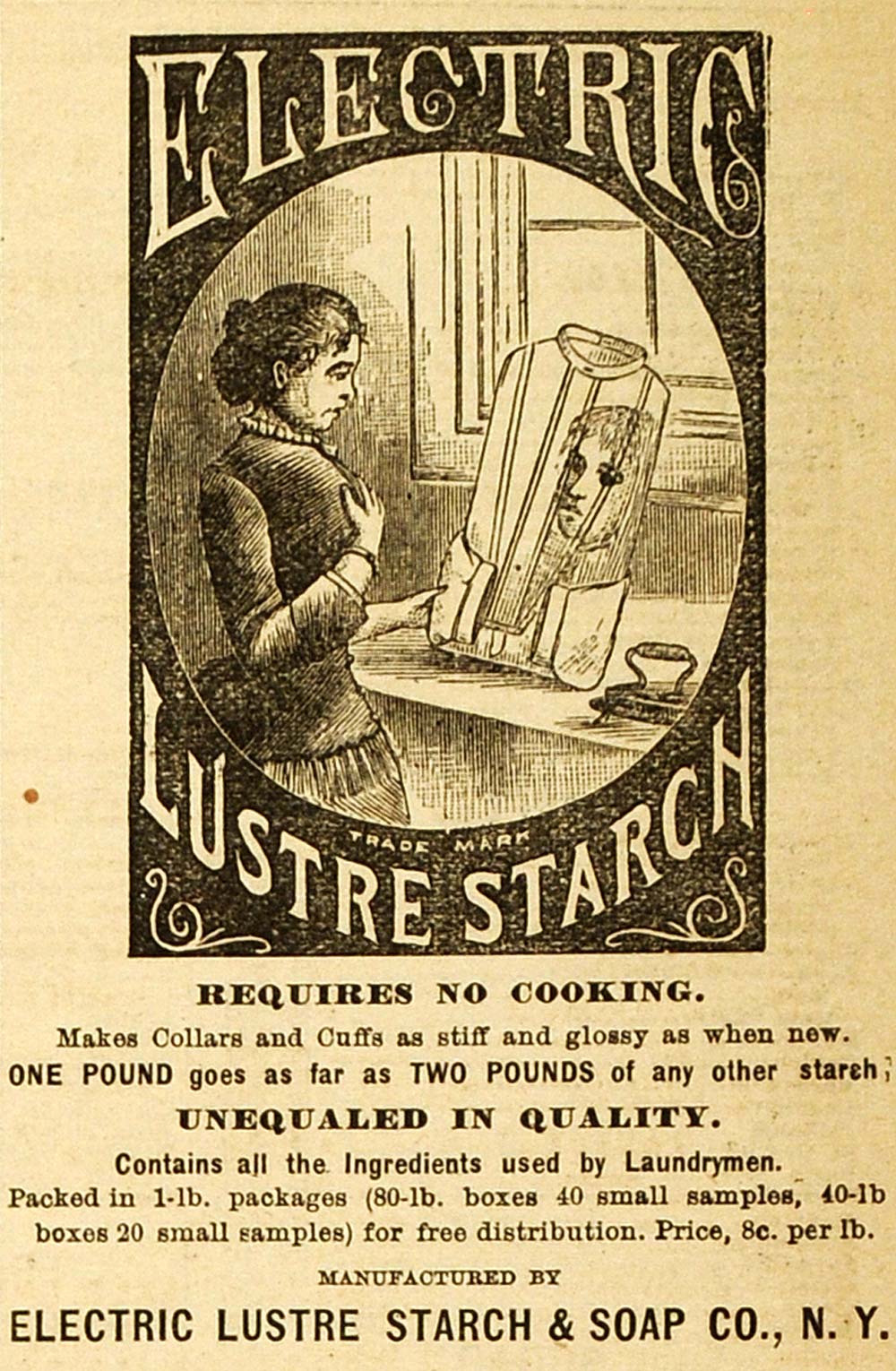 1883 Ad Electric Lustre Starch Soap Clothing Laundry - ORIGINAL GROC1