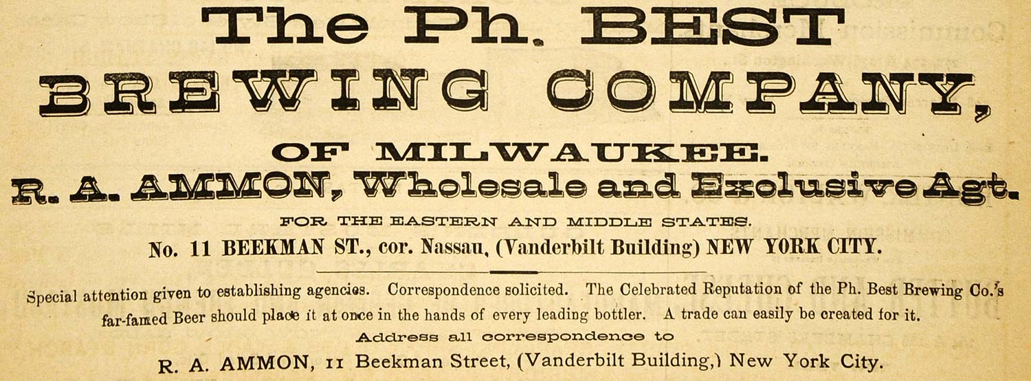 1883 Ad Brewing Company Ammon Beekman Beer Milwaukee - ORIGINAL GROC1