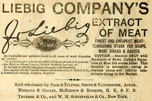1883 Ad Liebig Extract Meat Park Tilford Stock Dinner - ORIGINAL GROC1