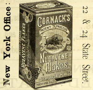 1889 Ad Cormack Nudavene Flakes Rockford Oatmeal Food - ORIGINAL GROC2