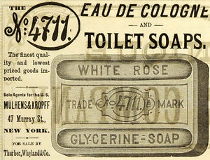 1889 Ad Toilet Soap Cologne Glycerine Mulhens Kropff - ORIGINAL GROC2
