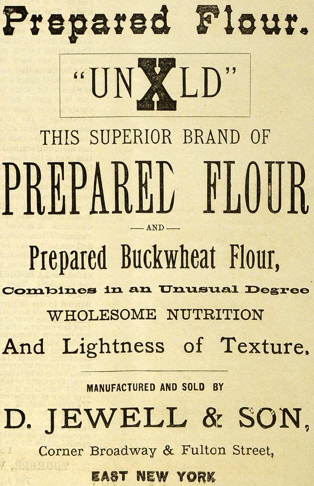 1889 Ad Flour Buckwheat Jewell Baking Bakery Food Unxld - ORIGINAL GROC2