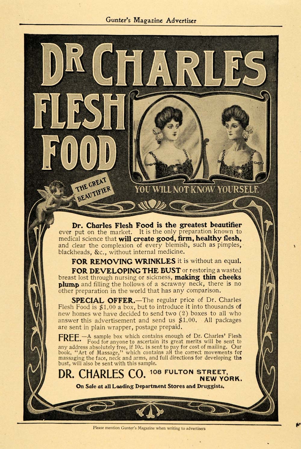 1905 Ad Dr. Charles Co. Flesh Food Beautifier Products - ORIGINAL GUN1