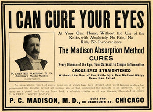 1905 Ad P Chester Madison Absorption Method Eye Disease - ORIGINAL GUN1
