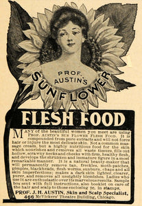 1905 Ad Prof. J H Austin Sunflower Flesh Food Skin IL - ORIGINAL GUN1