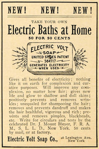 1905 Ad Electric Volt Soap Co Electricity Bath New York - ORIGINAL GUN1