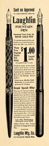 1905 Ad Laughlin Manufacturing Co. Fountain Pen Detroit - ORIGINAL GUN1