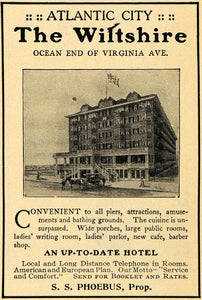 1907 Ad Wiltshire Hotel Atlantic City Luxury Lodging - ORIGINAL ADVERTISING GUN1