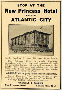 1907 Ad Crowell & Collier Princess Hotel Atlantic City - ORIGINAL GUN1