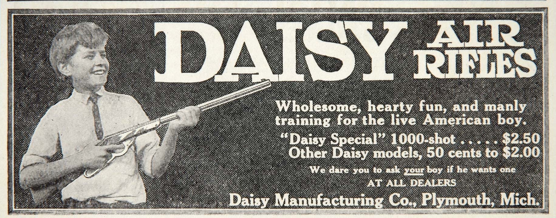 1912 Ad Daisy Air Rifle Special 1000 Shot American Boy - ORIGINAL GUNS
