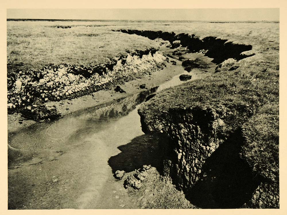 1927 Tidal Watercourse Hallig Langeness Halligen Island - ORIGINAL HAL1