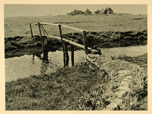 1927 Footbridge Hallig Langeness Halligen Photogravure - ORIGINAL HAL1