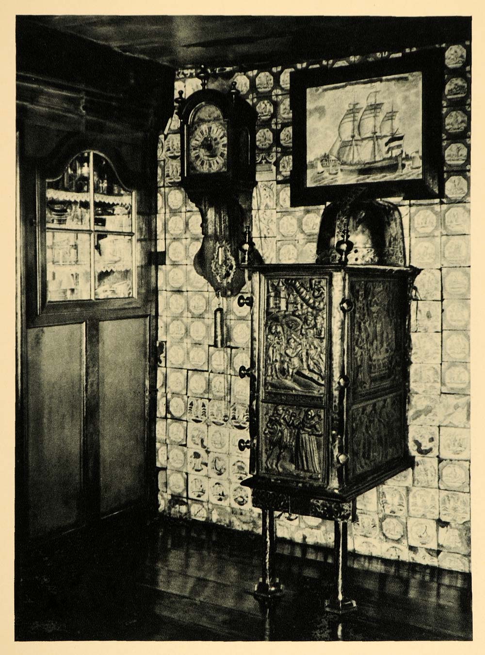 1927 Room House Stove Clock Cupboard Halligen Germany - ORIGINAL HAL1