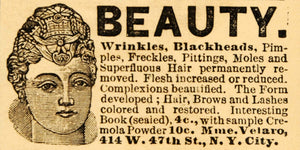 1890 Ad Clear Complexion Hair Color Restore Cremola - ORIGINAL ADVERTISING HB1