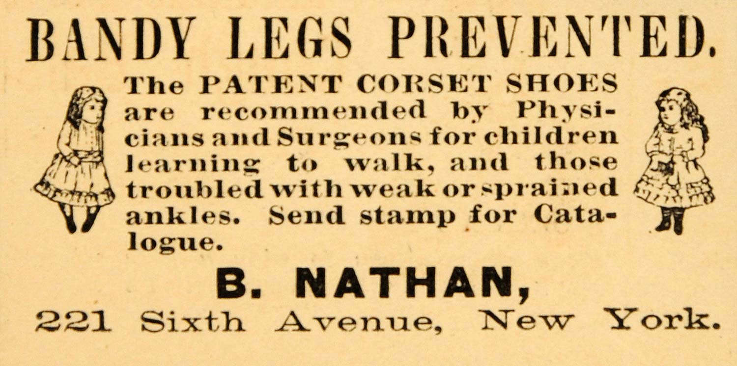 1890 Ad B. Nathan Patent Corset Shoes Children Ankles - ORIGINAL ADVERTISING HB1