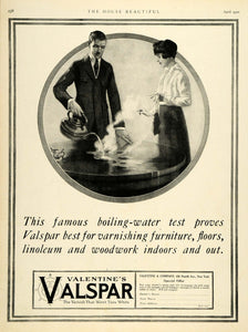 1920 Ad Valentine's Valspar Varnish Boiling Water Table Test Furniture HB2