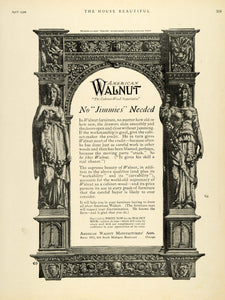 1920 Ad Furniture American Walnut Manufacturers Association Carving Border HB2