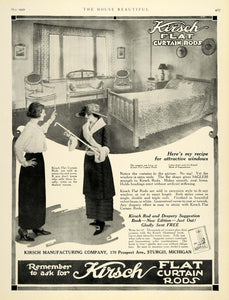 1920 Ad Kirsch Manufacturing Co Bedroom Home Decoration Flat Curtain Rods HB2