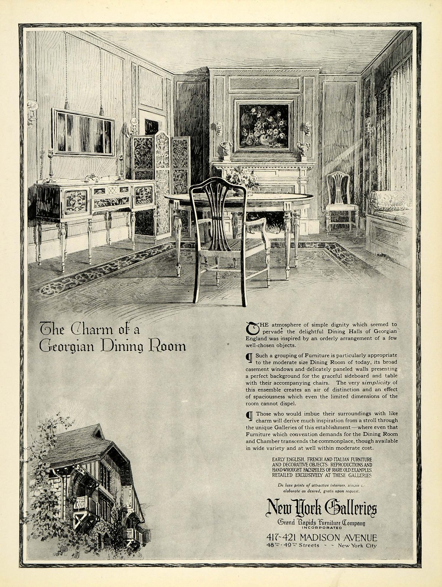 1920 Ad Georgian Dining Room Furniture Interior Design New York Gallery HB2