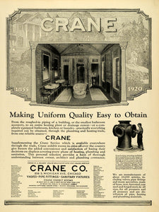 1920 Ad Crane Co Bathroom Supplies Pipe Fittings Plumbing Sink Bathtub HB2