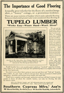 1920 Ad Tupelo Lumber Floors Henry Alcus Home New Orleans Southern Cypress HB2