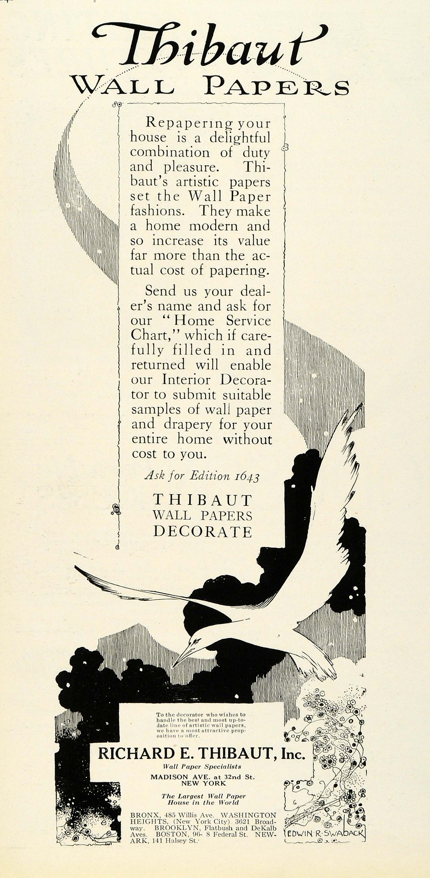 1920 Ad Richard E Thibaut Inc Wall Papers Home Decoration Interior Design HB2