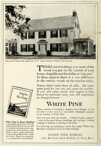 1920 Ad White Pine Bureau F P Clarke Garden City NY Aymar Embury II House HB2