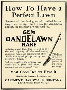 1920 Ad Casement Hardware Co Chicago Gem Dandelawn Rake Horticultural Tool HB2