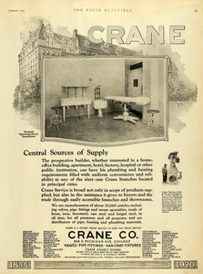 1921 Ad Crane Hospital Operating Room Installation Sanitary Fixture Pipe HB2