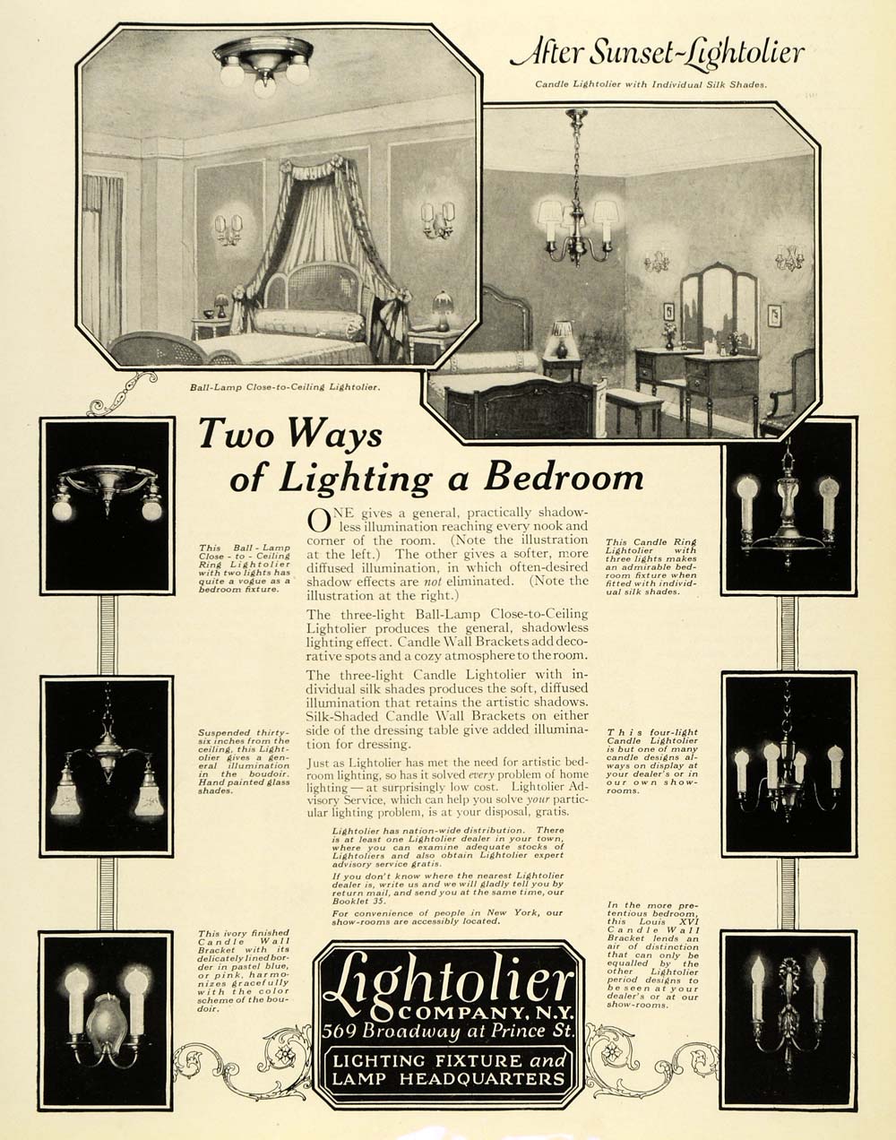 1922 Ad Lightolier Household Lighting Lamps Chandelier Louis XVI Candle HB2