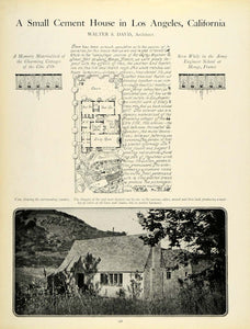 1920 Article Los Angeles Cement Home Walter S. Davis Architecture Blueprint HB2