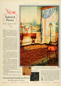 1928 Ad Armstrong Cork Co Linoleum Division Tailored Floors Home Interior HB2