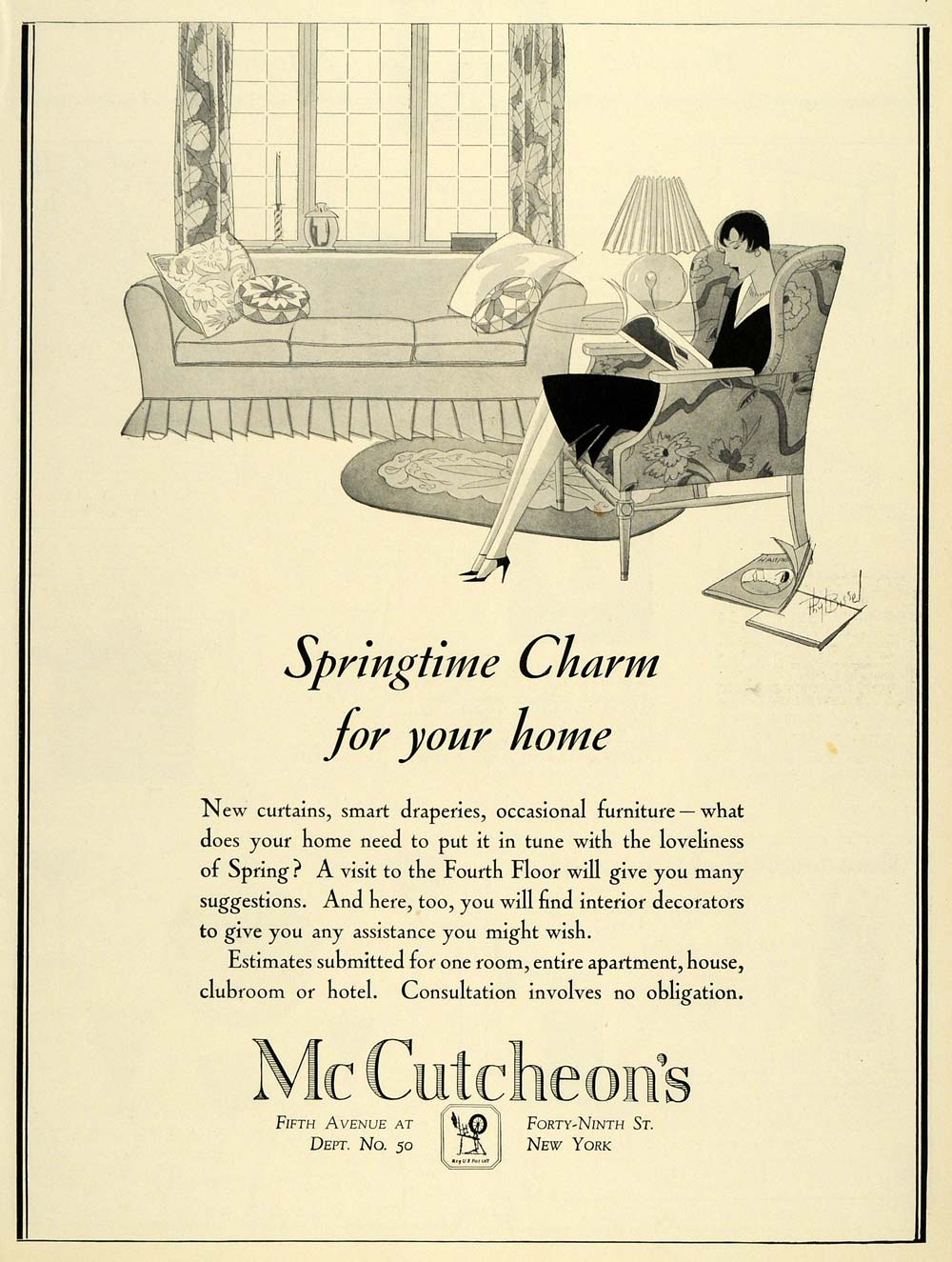 1928 Ad Interior Design McCutcheons Store Home Decor Curtains Drapery HB2
