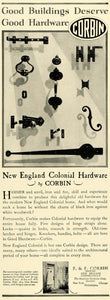 1928 Ad New England Colonial Hardware Corbin Knockers Handles Bolts Door HB2