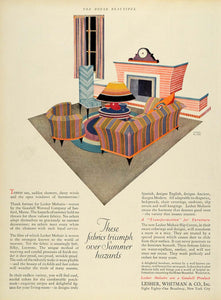 1928 Ad Lesher Whitman Mohair Slip Cover Furniture Upholstery Fabric Decor HB2