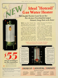 1928 Ad American Radiator Co Gas Water Heater Hotcoil Heating Home HB2