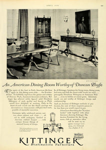 1928 Ad Kittinger Furniture American Dining Room Duncan Phyfe Honduras HB2