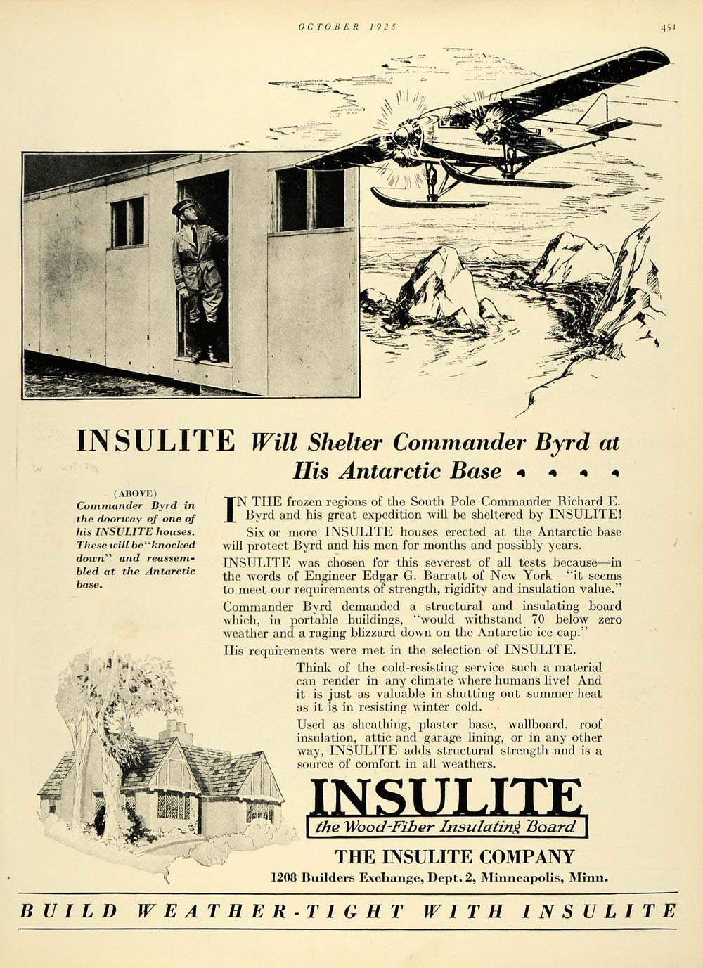1928 Ad Insulate Wood Fiber Insulating Board House Admiral Richard Evelyn HB2