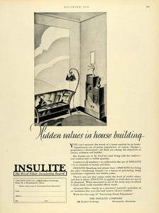 1928 Ad Insulite Home Improvement Wood Fiber Insulating Board Sheathing Art HB2
