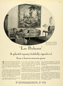 1928 Ad F-Schumacher Co Les Pecheurs Tapestry Teniers the Younger Home Decor HB2