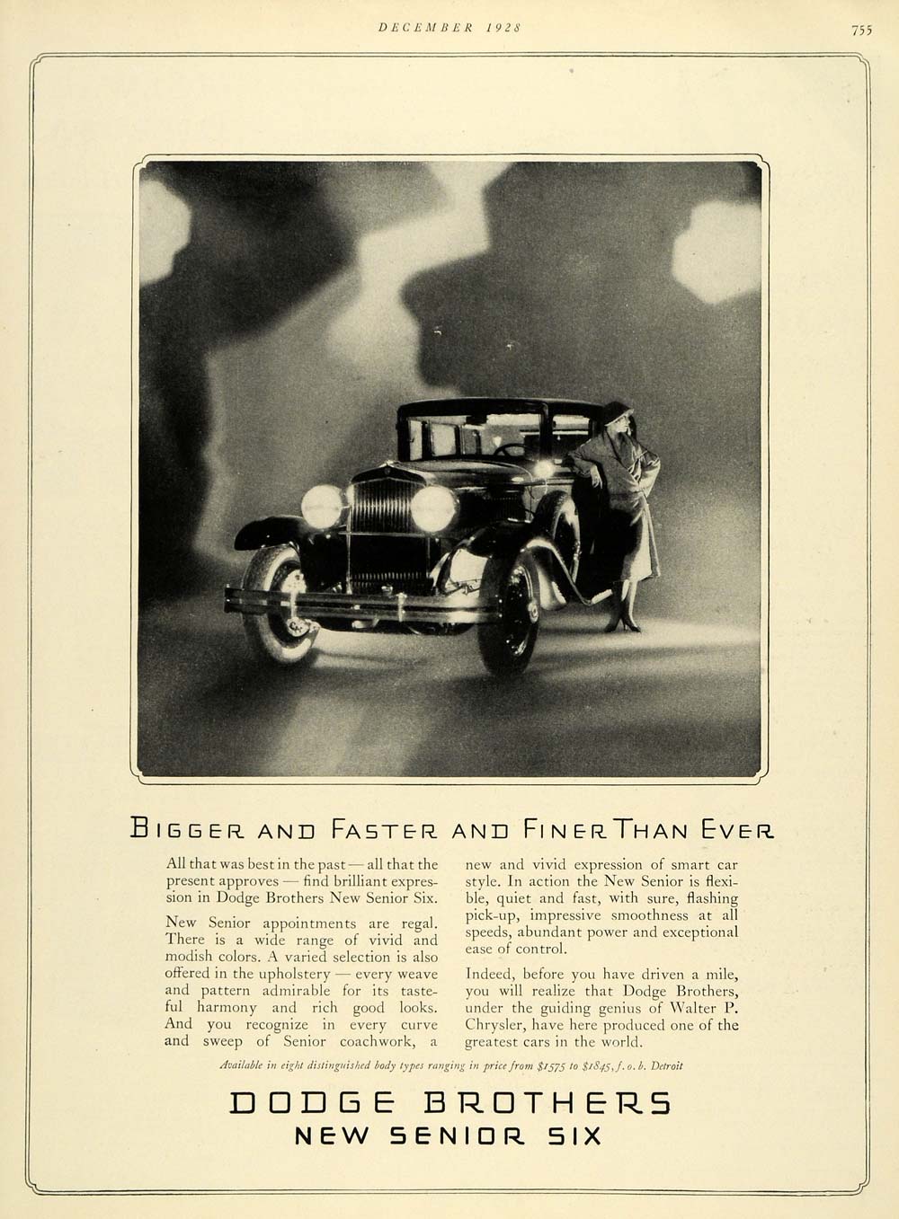 1928 Ad Chrysler Group LLC Dodge Automobile Senior Six Vintage Car Vehicle HB2
