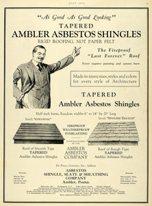 1926 Ad Home Improvement Roofing Ambler Asbestos Shingles Tapered Roof HB2