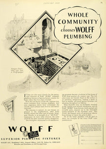1929 Ad Wolff Plumbing Bathroom Chicago Illinois Fixtures Stonegate Enamel HB2